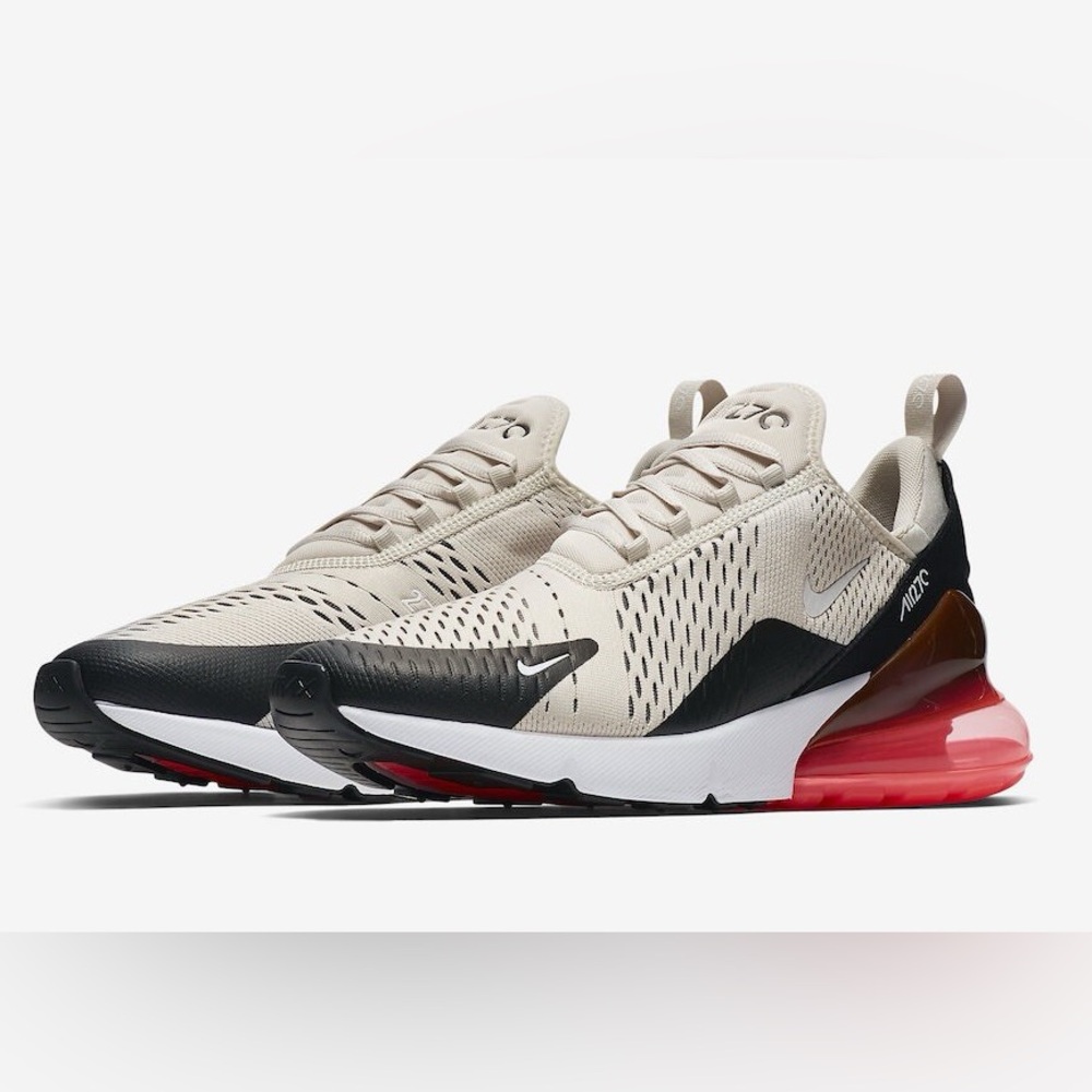 Nike air max 270 sneakers in light bone/hot punch